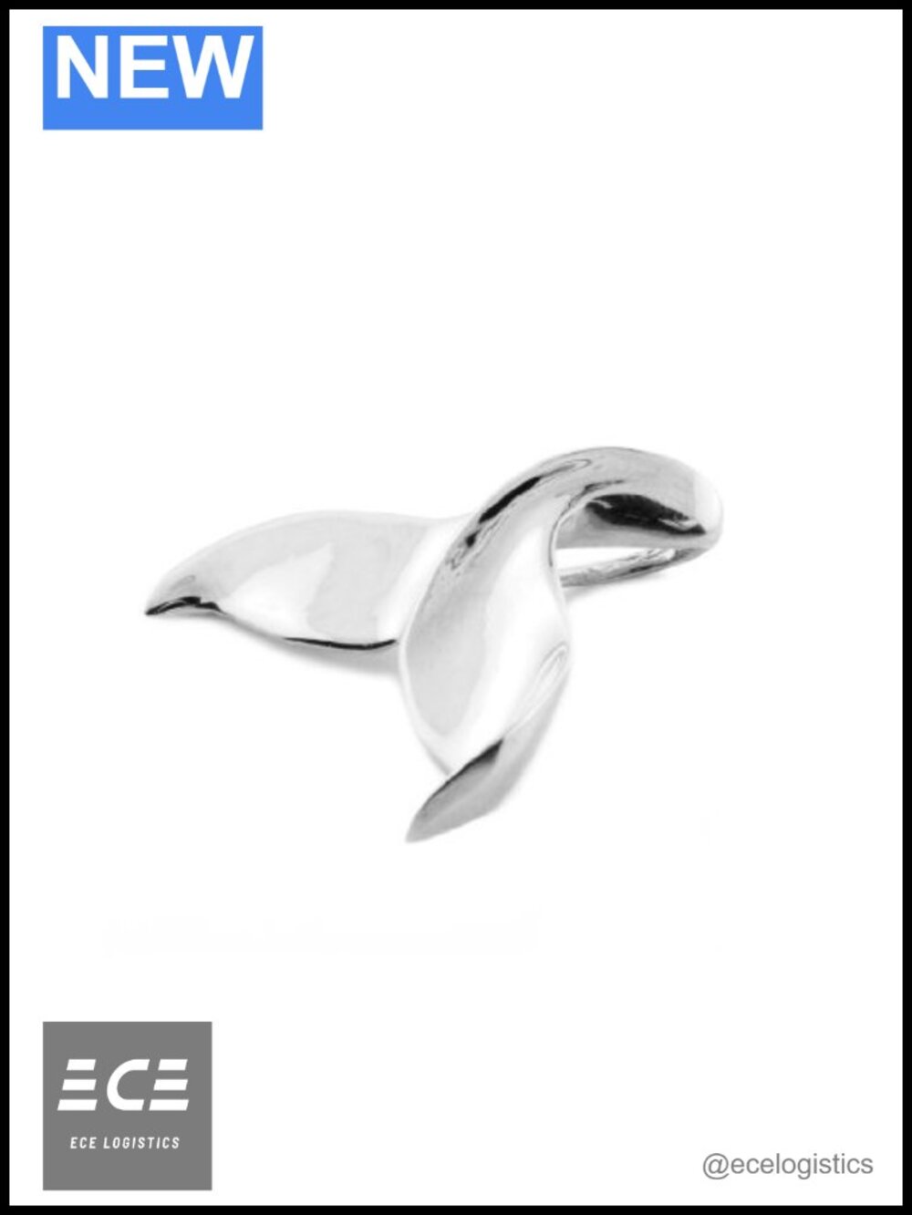 10K White Gold Whale Tail Pendant Charm